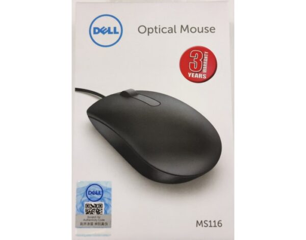 Dell MS116 1000Dpi USB Wired Optical Mouse, Led Tracking, Scrolling Wheel, Plug and Play. - Image 2