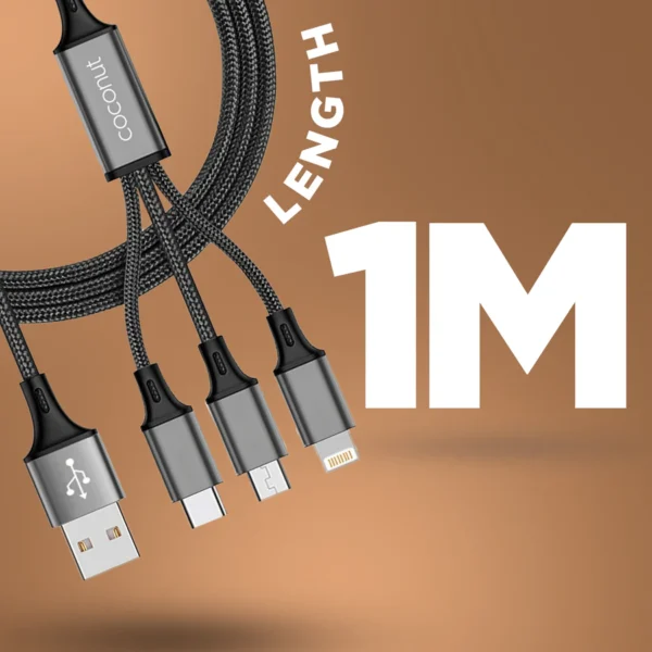 COCONUT TYPE C|MICRO|IPHONE CHARGER CABLE 3 IN 1 (C16) - Image 3