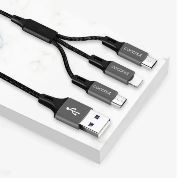 COCONUT TYPE C|MICRO|IPHONE CHARGER CABLE 3 IN 1 (C16) - Image 5