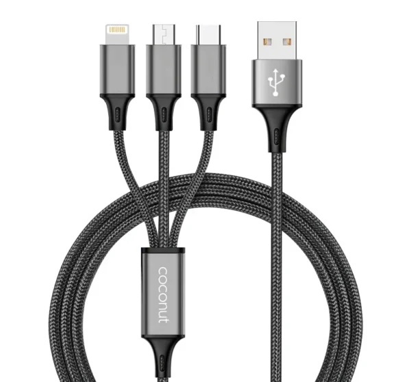 COCONUT TYPE C|MICRO|IPHONE CHARGER CABLE 3 IN 1 (C16)